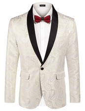 COOFANDY Mens Floral Tuxedo Jacket Paisley Shawl Lapel Suit Blazer Jacket for