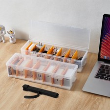 2 Pack Cable Organizer Storage Box with 16 Cable Ties, Clear Phone Charger Or...