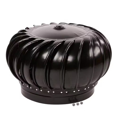 14 in. aluminum internally braced turbine head in black | attic replacement flow