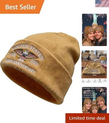 Breathable Cotton 250th Anniversary Beanie with Eagle Design - One Size Fits All