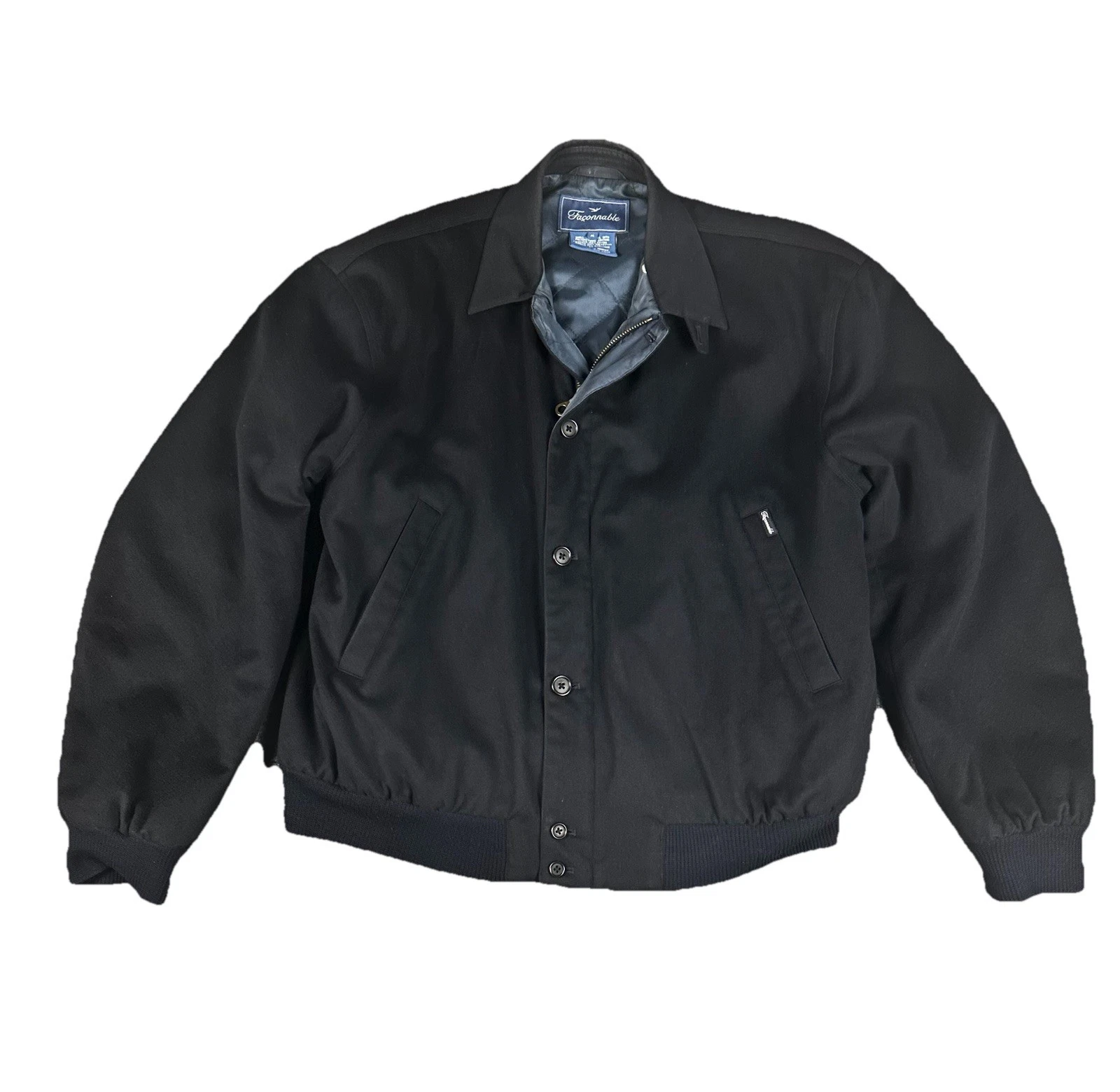 Faconnable Loro Piana Storm System Lined Wool Bomber Jacket Men’s Black Size M *