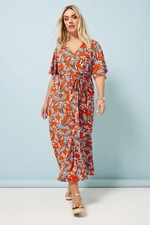 Yours Curve Women's Plus Size Abstract Print Wrap Maxi Dress