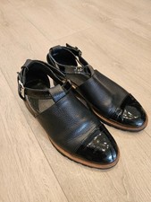 Scarpe donna nere in pelle con cinturino alla caviglia e tacco Made in Spain - UK 4