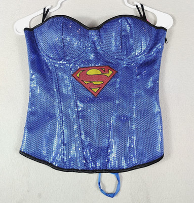 Rubie's Supergirl Corset Womens Medium Blue Sequin Overbust Cosplay Halloween