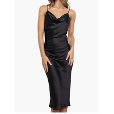 Petal and Pup Persia Satin Midi Black Cowl Neck Women’s Size 12