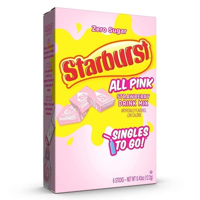 7 - STARBURST ALL PINK DRINK MIX SINGLES TO GO Lot of 6 Boxes 42 STICKS New