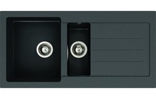 Abode Zero 1.5 Bowl And Drainer Granite Reversible Sink Metallic Granite -AW3006