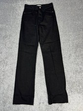 Zara Jeans Womens 4 Black Denim Cotton High Rise Wide Leg Casual Wear 27x35