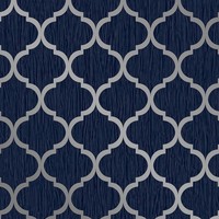 Debona Crystal Trellis Geometrische Glitzer Metallic Tapete Blau/Silber 8894