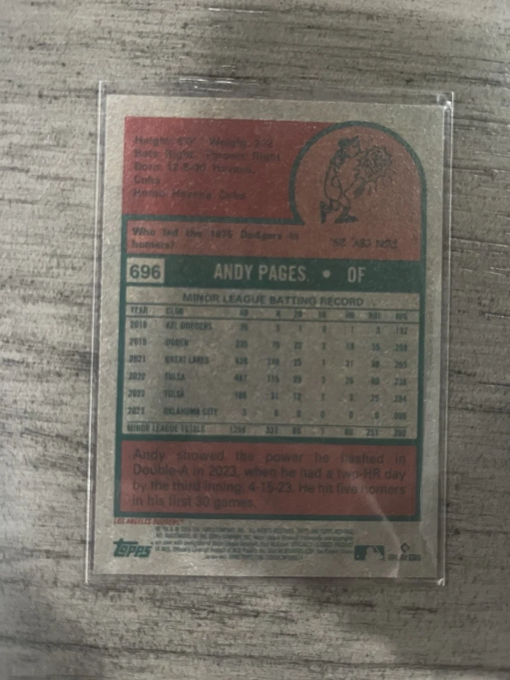 (2) 2024 Topps Heritage High Number/Archives Andy Pages #696/295 RC LA Dodgers - Image 3 of 4