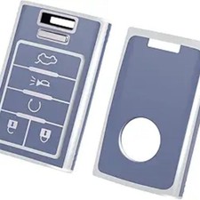Key Fob Cover, TPU Key Fob Case Cover Fits for SRX ATS Escalade Silver Blue