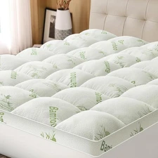Mattress Topper Queen Size Viscose Derived from Bamboo, Thick Queen, White 