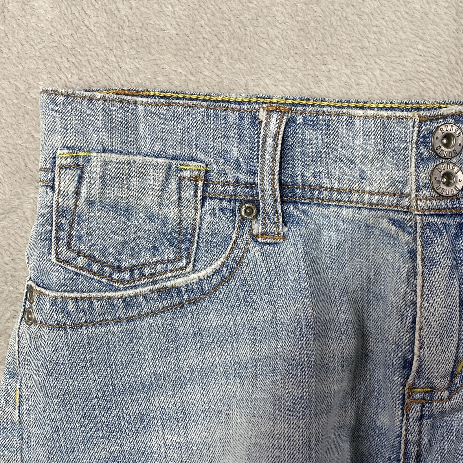 Bongo Denim Shorts Womens 7 Distressed Cutoff High Rise Button Fly Vintage Style