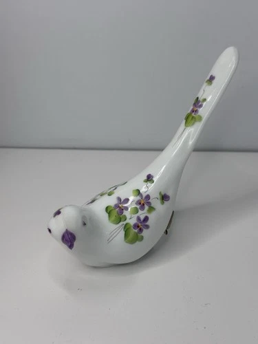New ListingVintage Fenton Art Glass White Hand Painted Long Tail Bird Signed