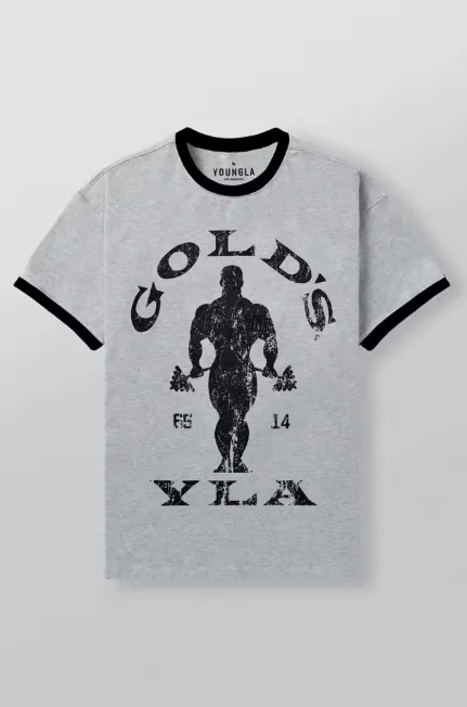 "GOLD'S" Vintage Gym Tee | Old School Graphic T-Shirt | Cotton, Mens, Lifting