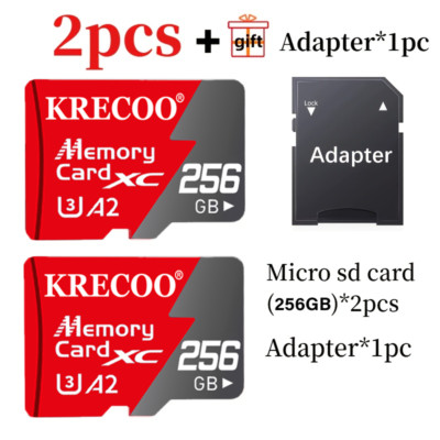 2 PAck 256GB Micro SD TF Card Flash Memory Card SDXC Class 10 for Phone Camera