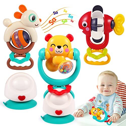 Baby Toys 612 Months Infant Toys Set of 3 High Chair Suction Cup