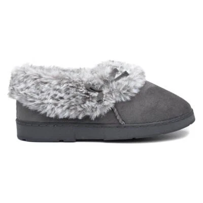 The Slipper Company Womens Slippers Grey Adults Ladies Full Faux Fur SIZE