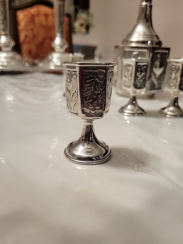 Juego de licor de whisky de plata esterlina, botella y tazas de 5 tiros, estilo granada de uva - Imagen 7 de 21