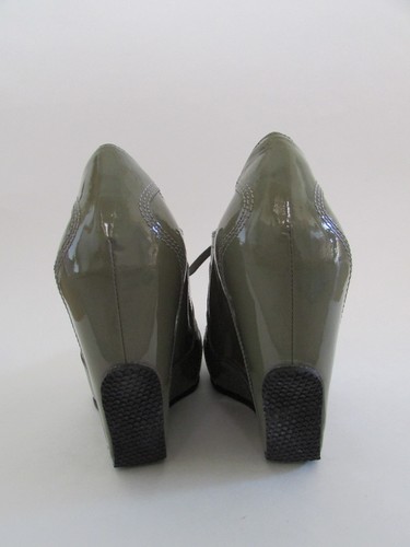 Dries Van Noten Green Patent Leather Mary Jane Wedge Booties Sz 7 - Picture 6 of 10