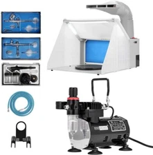 Airbrushing Combo Set w/ 1/5 HP Portable Compressor Kit Model Spray Paint Booth