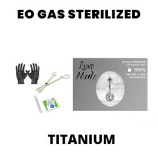 Sterilized Piercing Kit Titanium Belly Button Ring CZ 14G Forceps Needles Gloves