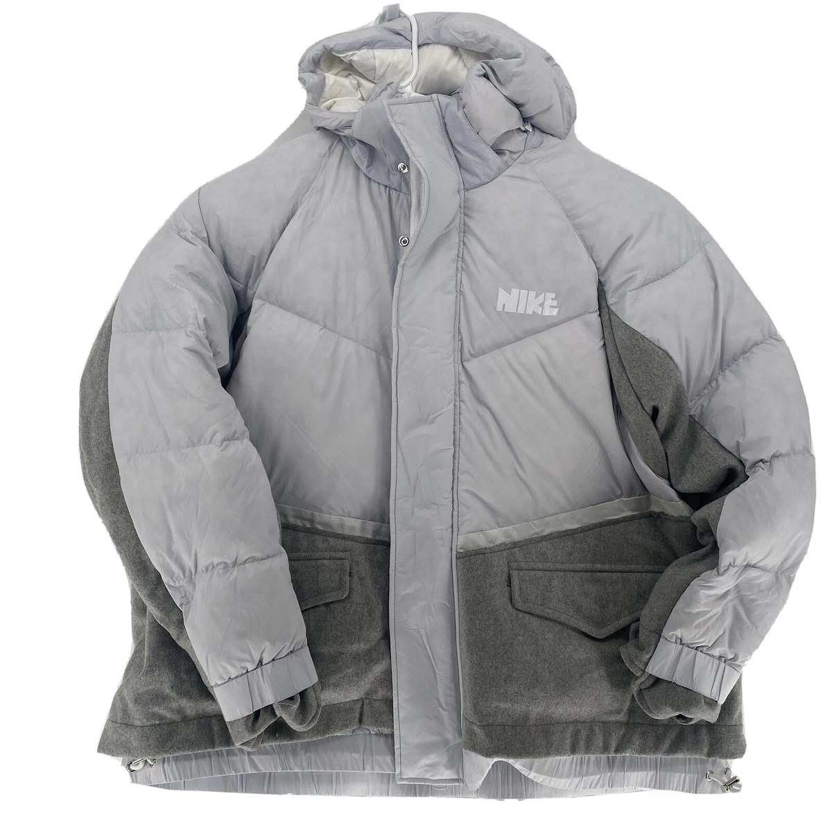 Nike x Sacai NRG Parka XXL CT3269-043 Pure Platinum Grey White Lab Down Wool