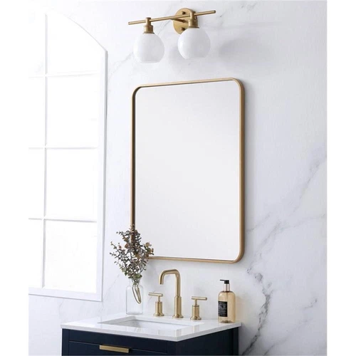Elegant Decor Evermore 24x32" Soft Corner Metal Rectangular Mirror in Brass - Picture 8 of 8
