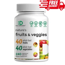 Nature’s Fruits & Veggies Supplement, 80 Whole Food Superfoods, 240 Capsules