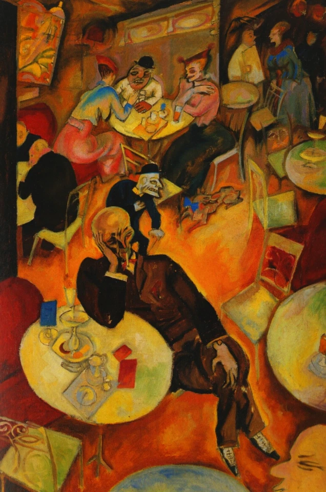 George Grosz - Das Kaffeehaus, 1915/16, Druck Leinwand auf Keilrahmen, 60x40cm