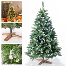 Künstlicher Weihnachtsbaum Tannenbaum mit Holzständer und Deko Schnee 180 220 cm