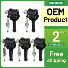 Ignition Coil Pack and Iridium Spark Plug Set of 5 For Volvo C30 C70 S40 UF517