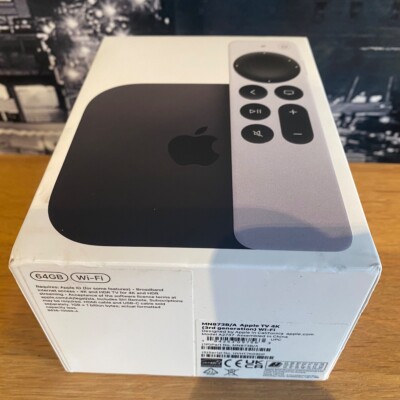 Apple TV 4K 64GB with White Remote Smart TV ITunes Siri 100