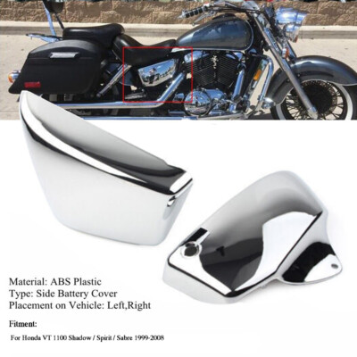 Chrome Left Right Side Battery Cover For Honda VT1100 Shadow
