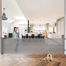 Extra Wide 130" Retractable Safety Gate – Baby & Pet Mesh Barrier 35" Tall