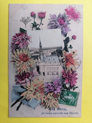 cpa De SENS, ich schicke Ihnen diese BLUMEN Ösen an Eugénie BRANLARD de VAREILLES