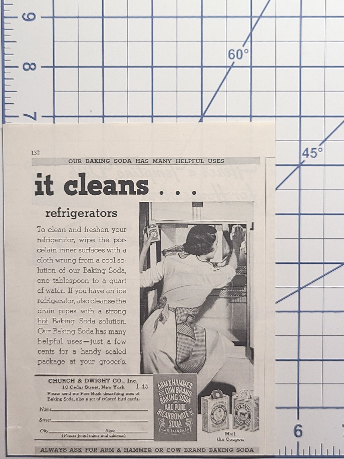 Arm & Hammer and Cow Brand Baking Soda Church & Dwight Co Vintage Print Ad 1936