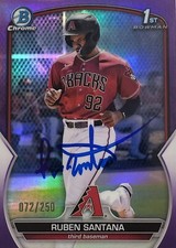 2023 Bowman Chrome Ruben Santana Purple Refractor Rookie Auto /250 Signed BCP-42