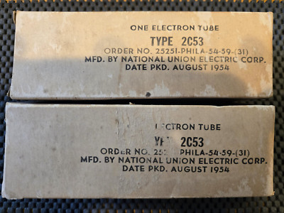 Pair National Union 2C53 Electron Tubes NOS