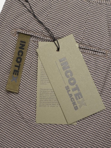 INCOTEX "Slacks" Slowear Mini Check Gray Cotton Slim Fit Chino Pants NEW - Picture 2 of 9