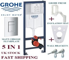 Grohe rapid 5in1 frame, wall hung toilet cistern, matt skate plate, Fresh System