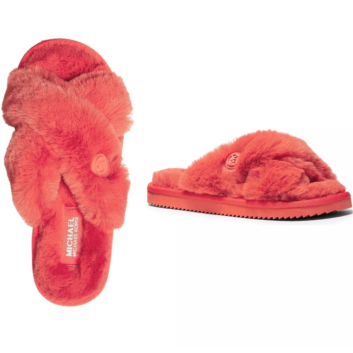 Pink Mk Faux Fur Slides New! MICHAEL KORS ~Size 6~ Faux Fur Slide