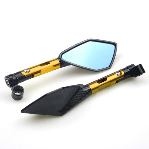 8/10mm Motorcycle CNC Aluminum Rear View Mirrors Blue Glass Side Mirror - Picture 4 of 11