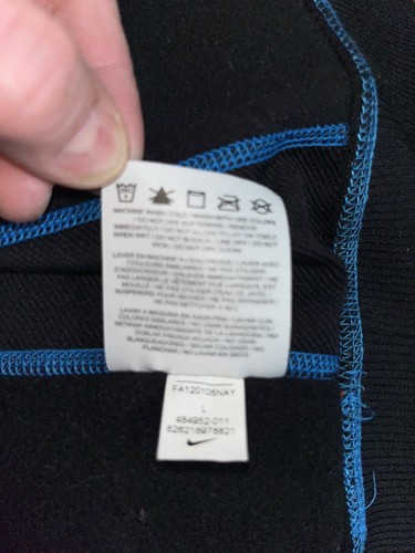 Nike Youth Sz L Unisex Hoodie Sweatshirt Navy Turquoise Youth Thermal Fit - Picture 7 of 7