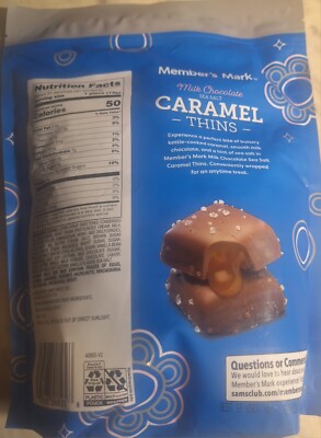 Member's Mark Milk Chocolate Sea Salt Caramel Thins, 50 Count, 21.57 Total Ounce