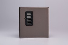 Varilight Screwless Pewter Effect Range - Black Inserts & Chrome Switches