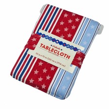 America 4th of July Patriotic Stars Stripes Cotton 52"x70" Oblong Tablecloth