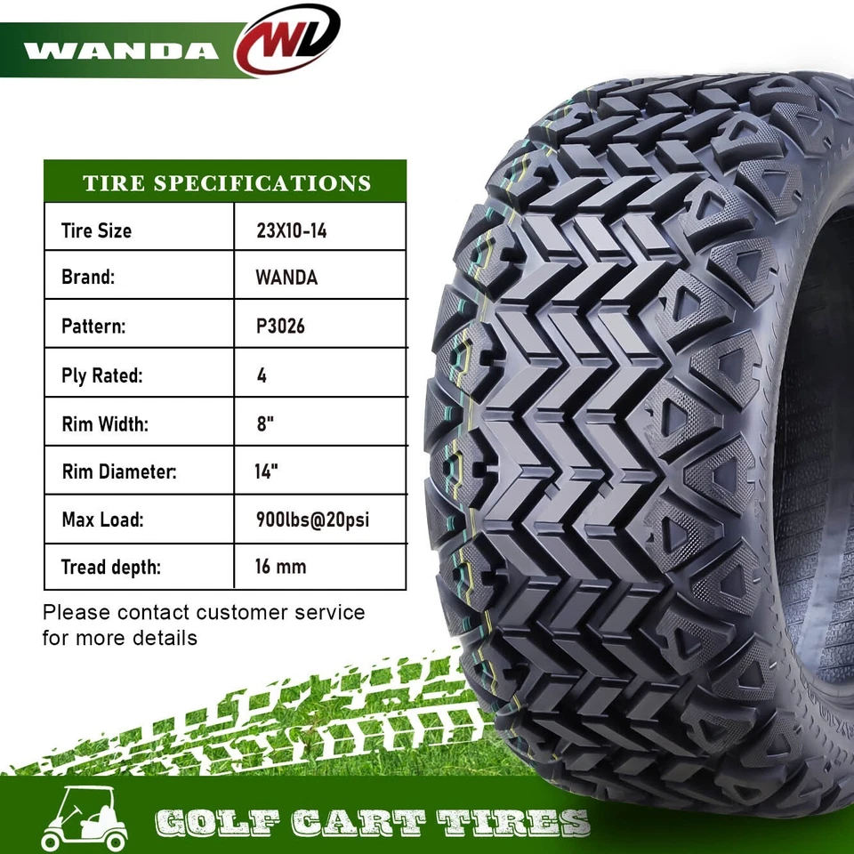 WANDA 23X10-14 Golf Cart ATV Tires 4 Ply 23x10x14 -Set 2 -14035 - Image 3 of 4