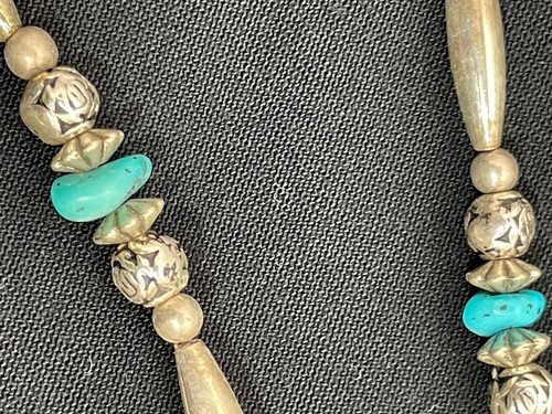 "Vintage Argento Turchese Perline Doppio Filamento - 9"", 12" - Foto 5 di 5