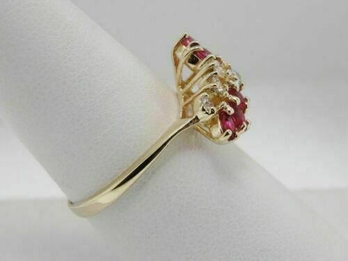 Anillo para mujer rubí de corte marquesa de 1,80 quilates enchapado en oro amarillo 14 K - Imagen 3 de 4